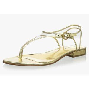 Bernardo Women’s Parker Gold Leather Thong Sandals Flat Strappy Minimalist 9.5 M